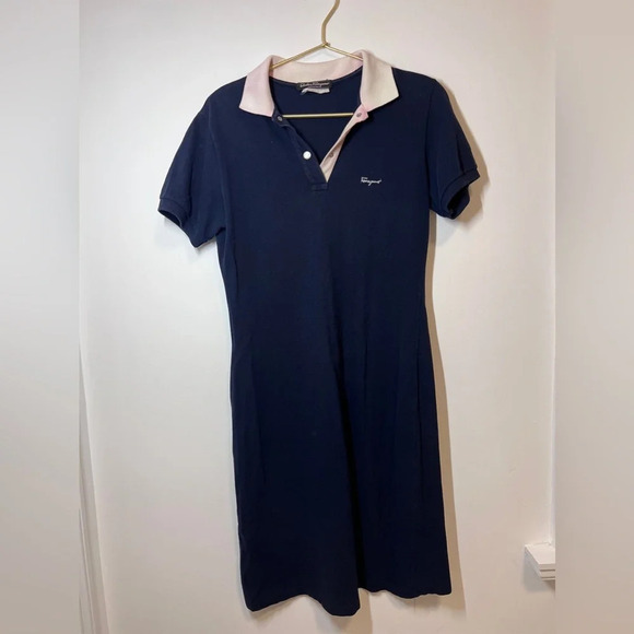 Salvatore Ferragamo Vintage Womens Polo Neck Dress Blue M - Picture 1 of 12